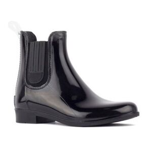 London Fog Black Glossy Chelsea Rain Boot